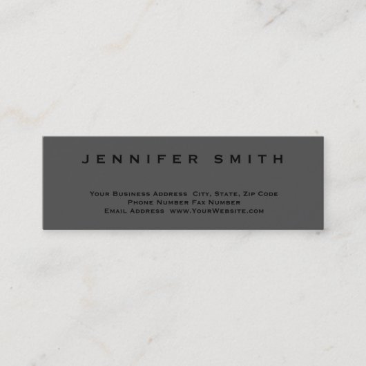 グレーブラックプレーン標準スリムビジネスカード スキニー名刺 (正面)