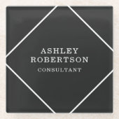 グレーブラックプロフェッショナルスタイリッシュトレンディーミニマリスト ガラスコースター (正面)