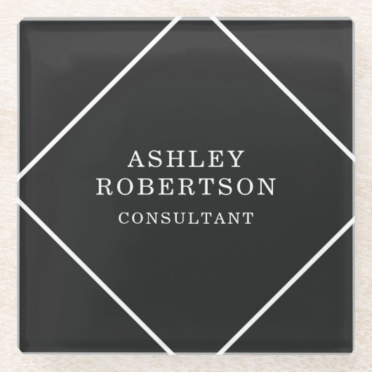 グレーブラックプロフェッショナルスタイリッシュトレンディーミニマリスト ガラスコースター (正面)