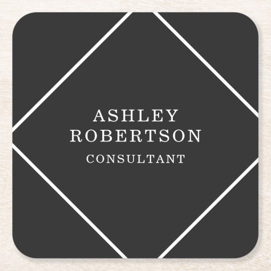グレーブラックプロフェッショナルスタイリッシュトレンディーミニマリスト スクエアペーパーコースター (正面)