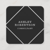 グレーブラックプロフェッショナルスタイリッシュトレンディーミニマリスト スクエア名刺 (正面)