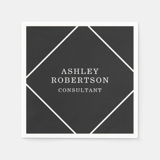 グレーブラックプロフェッショナルスタイリッシュトレンディーミニマリスト スタンダードカクテルナプキン (正面)