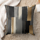 グレーブラックベージュとブロンズ抽象芸術 クッション (ブランケット)