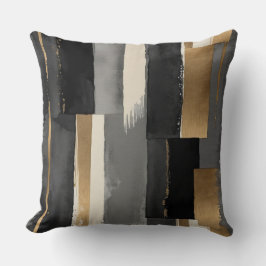 グレーブラックベージュとブロンズ抽象芸術 クッション