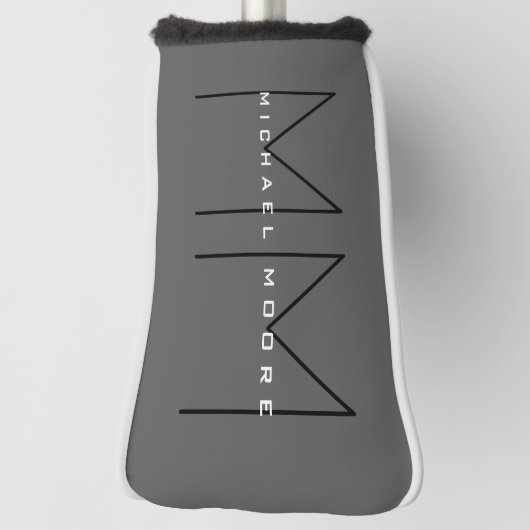 グレーブラックモノグラムはっきりしたミニマモダンリスト ゴルフヘッドカバー (回転90)