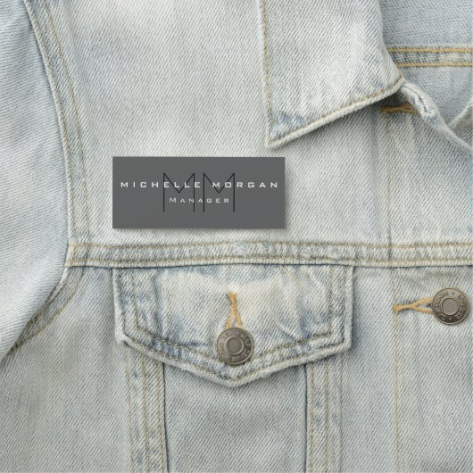 グレーブラックモノグラムはっきりしたミニマモダンリスト 名札 (インサイチュ)