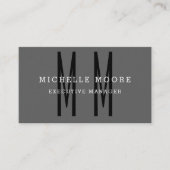 グレーブラックモノグラムはっきりしたミニマリスト平野シンプル 名刺 (正面)