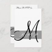 グレーブラックモノグラム結婚式出欠カード 出欠カード (正面/裏面)