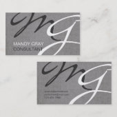 グレーブラックモノモダングラムリネン 名刺 (正面/裏面)