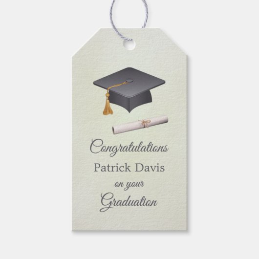 グレーブラックモルタル、卒業証書 ギフトタグ (正面)