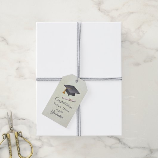 グレーブラックモルタル、卒業証書 ギフトタグ (より糸付き)