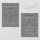 グレーブラックリネンのテクスチャルックジュエリーディスプレイカード 名刺 (正面/裏面)