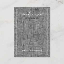 グレーブラックリネンのテクスチャルックジュエリーディスプレイカード 名刺