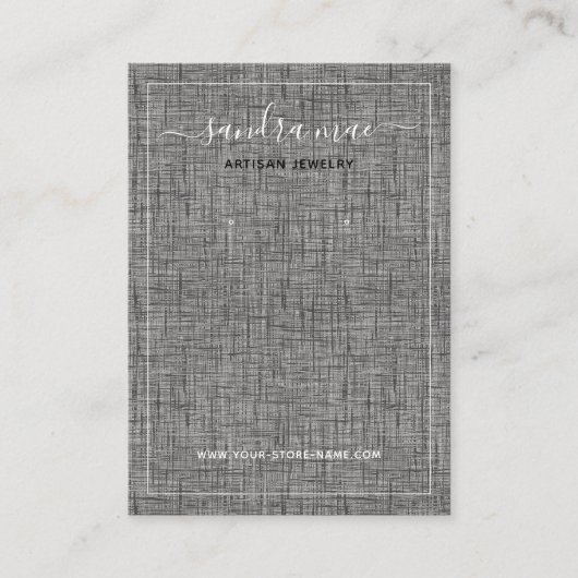 グレーブラックリネンのテクスチャルックジュエリーディスプレイカード 名刺 (正面)