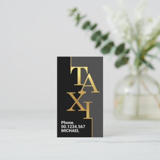 グレーブラックレイヤー金ゴールドタクシアイコン指定ドライバ 名刺 (スタンド正面)