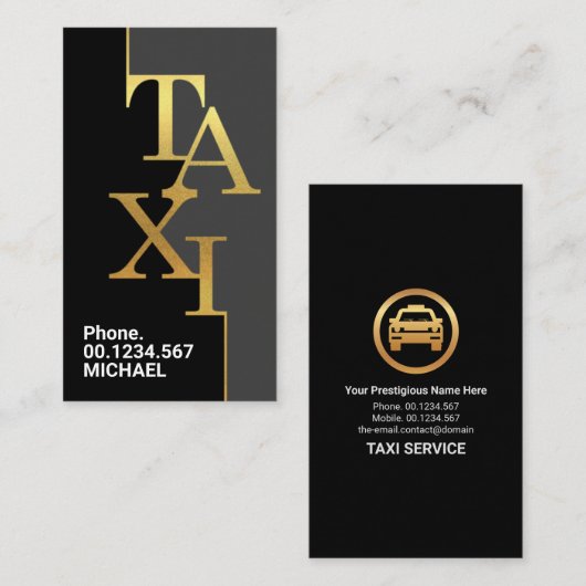 グレーブラックレイヤー金ゴールドタクシアイコン指定ドライバ 名刺 (正面/裏面)