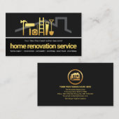 グレーブラックレイヤー金ゴールド手作りツール屋上 名刺 (正面/裏面)