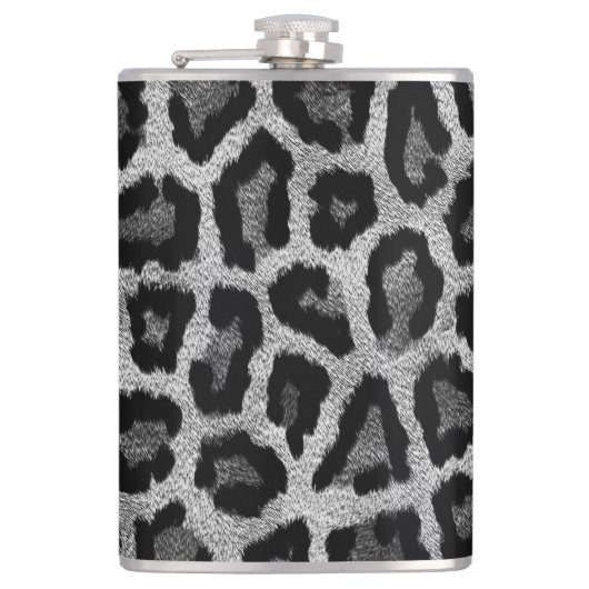 グレーブラックレオパードアニマルプリント フラスク (正面)