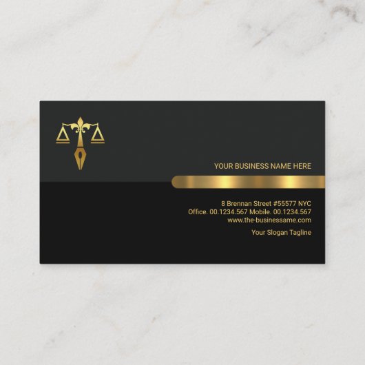 グレーブラックレトロのコはかりで測ラム金ゴールドオブ司法法 名刺 (裏面)