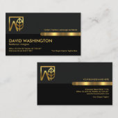 グレーブラックレトロカラムズ造園ランドスケーパー 名刺 (正面/裏面)