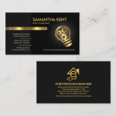 グレーブラックレトロレイヤ金ゴールドスプロケットバルブ 名刺 (正面/裏面)