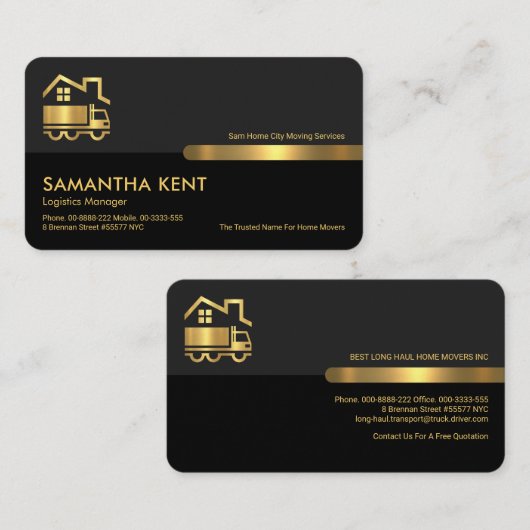 グレーブラックレトロ列ロジスティクス引越し業者 名刺 (正面/裏面)