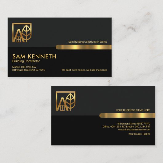 グレーブラックレトロ列建物建築 名刺 (正面/裏面)