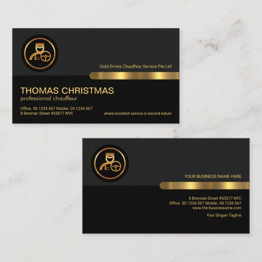 グレーブラックレトロ列金ゴールドショーフードドライバー 名刺 (正面/裏面)