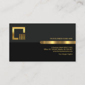 グレーブラックレトロ列金ゴールドストライプエンジニアリング 名刺 (裏面)