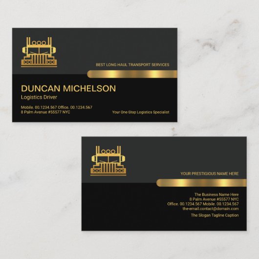 グレーブラックレトロ列金ゴールドセミトラックドライバ 名刺 (正面/裏面)