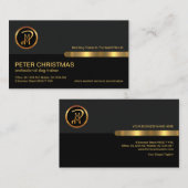 グレーブラックレトロ列金ゴールドドッグペットシッター 名刺 (正面/裏面)