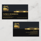 グレーブラックレトロ列金ゴールドホーム引越し業者ドライバ 名刺 (正面/裏面)