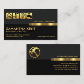 グレーブラックレトロ列金ゴールド手書きツール 名刺 (正面/裏面)