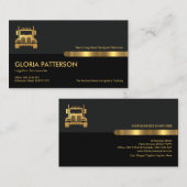 グレーブラックレトロ列金ゴールド移動トラック 名刺 (正面/裏面)