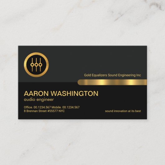 グレーブラックレトロ列金ゴールド音声イコライザオーディオ 名刺 (正面)