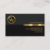 グレーブラックレトロ層金ゴールド線PR通信 名刺 (裏面)