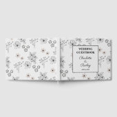 グレーブラックレトロY2Kヒッピー花パタ結婚ーン ゲストブック (全面)