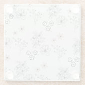 グレーブラックレトロY2Kヒッピー花柄 ガラスコースター (裏面)