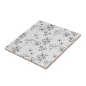 グレーブラックレトロY2Kヒッピー花柄 タイル (側面)