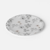 グレーブラックレトロY2Kヒッピー花柄 ペーパープレート (アングル)