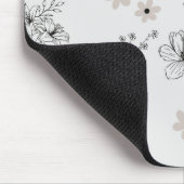 グレーブラックレトロY2Kヒッピー花柄 マウスパッド (コーナー)