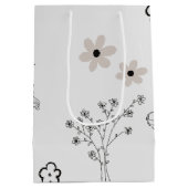 グレーブラックレトロY2Kヒッピー花柄 ミディアムペーパーバッグ (裏面)