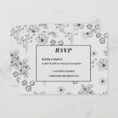 グレーブラックレトロY2Kヒッピー花柄 出欠カード (正面/裏面)