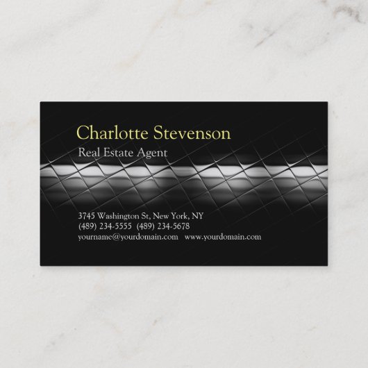 グレーブラック実在エステートエージェントトレンディープロフェッショナル 名刺 (裏面)