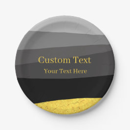 グレーブラック金ゴールドクラスデザインカスタム文字 ペーパープレート