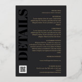 グレーブラック金ゴールドタイポグラフィ2 in 1 QRコード結婚s 箔招待状 (裏面)