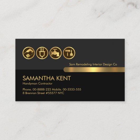 グレーブラック金ゴールドレイヤ金ゴールド(ばちゃばちゃ)跳ねる 名刺 (正面)