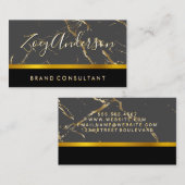 グレーブラック金ゴールド大理石 | 金ゴールドトリム 名刺 (正面/裏面)