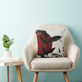 グレーブラック&ブルゴーニュ赤い禅の水のカラーリーフ クッション (椅子)