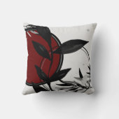 グレーブラック&ブルゴーニュ赤い禅の水のカラーリーフ クッション (裏面)